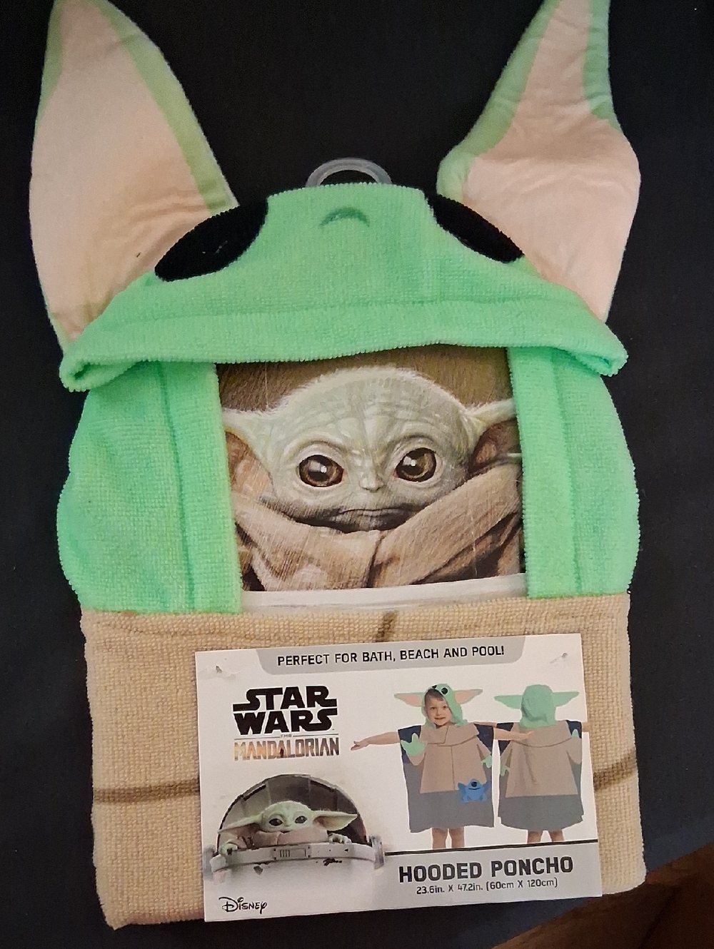 Star Wars The Mandalorian Green 'Grogu' Hooded Towel Poncho for Kids